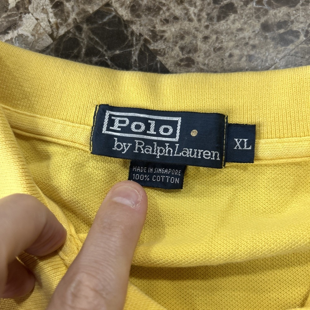 polo ralph lauren polo shirt XL Mens Vintage Yellow Short Sleeves - Picture 5 of 7